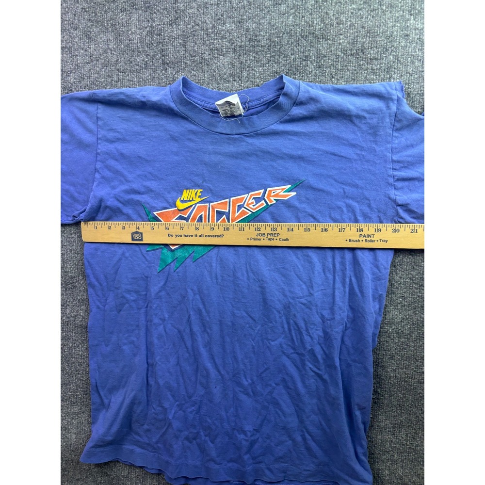 Nike Soccer T-Shirt Mens XL Blue Vintage 90s Made in USA Distressed Graphic - Picture 6 of 9